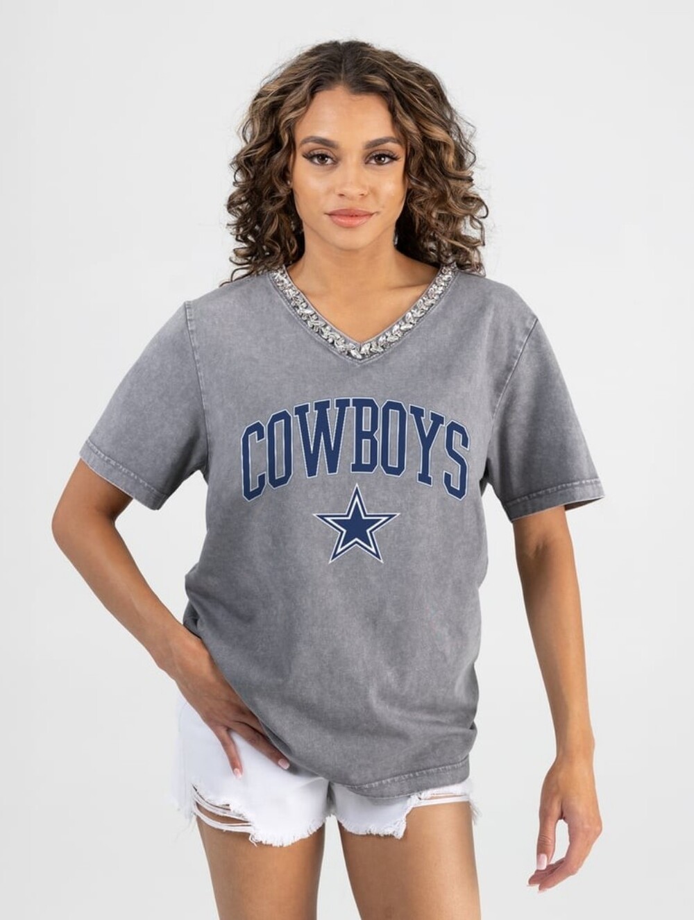Gameday Couture NFL Dallas Cowboys Short Sleeve Tee Embellished V-Neck Large